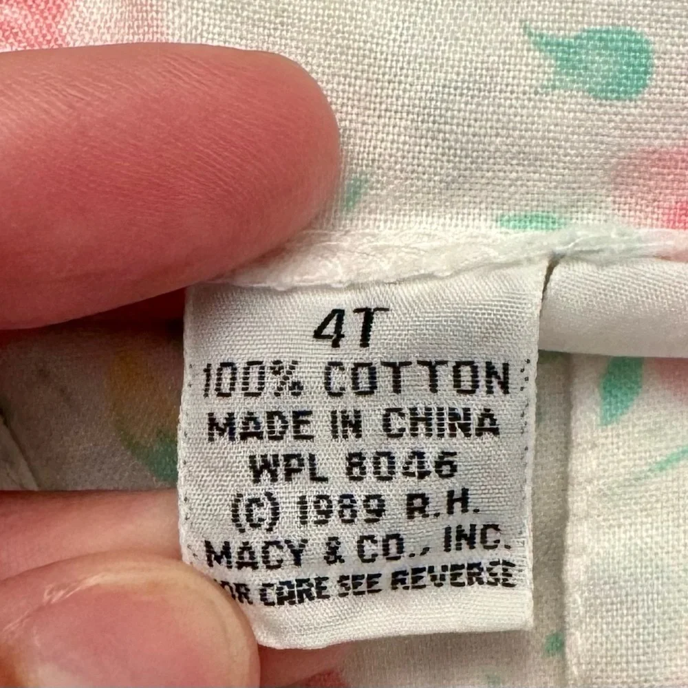 Mine Alone Floral Pastel Toddler Cotton Vintage 80s Romper With Pockets, 4T, EUC